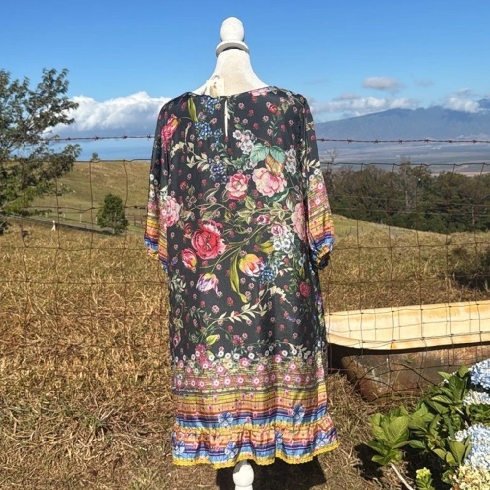 NWT Johnny Was Naomi Wren Printed Silk Dress Boho Chic Floral Romantic - Picture 5 of 8